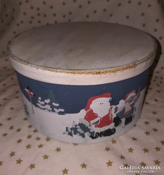 Retro kézzel festett karácsonyi mintás karton doboz