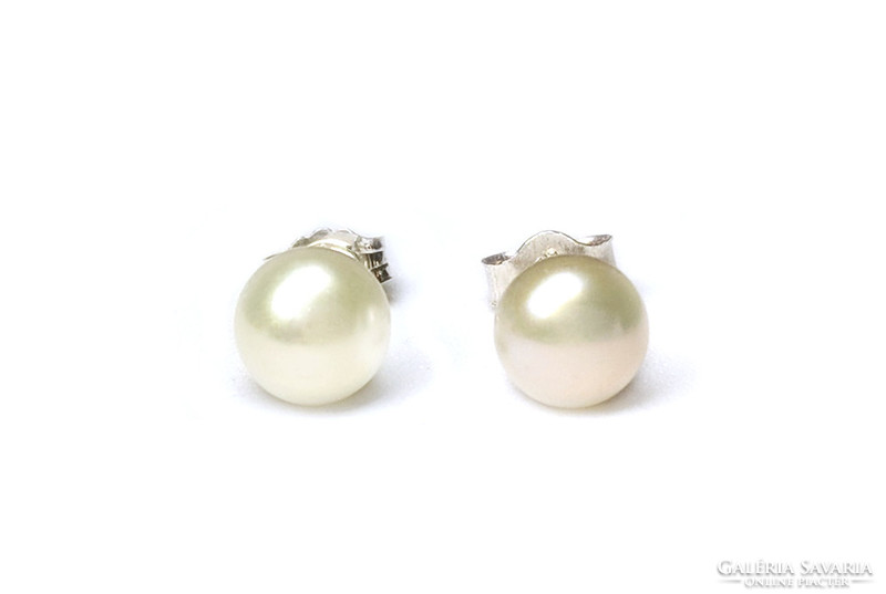 White cultured pearl earrings 925 silver studded real pearls, wedding jewelry in a gift box