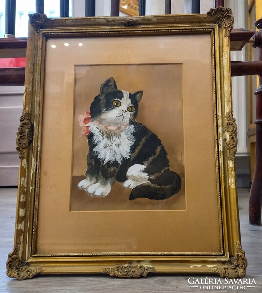 Unknown artist cat painting