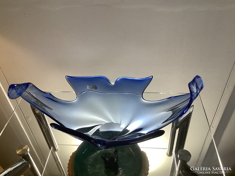 Exkluzív, 42 cm átmérőjű muránói üveg gondola tál  a modern és klasszikus design kedvelőinek.