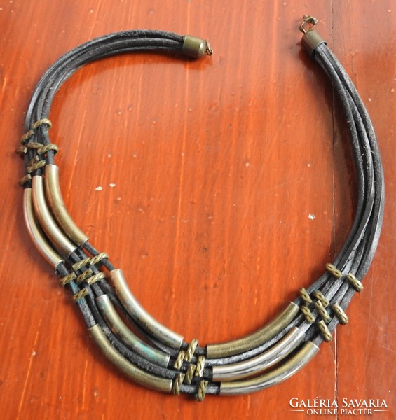 Leather collars with brass fittings