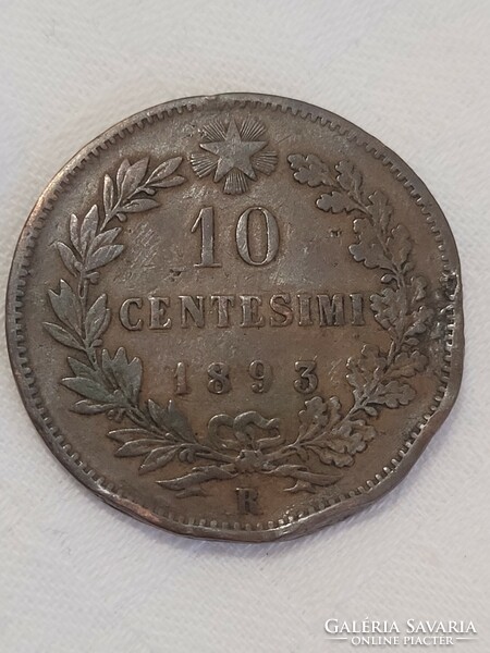 Italy 1893. 10 Centesimi, with 