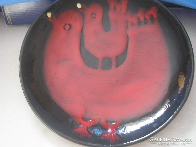 Cock chick craftsman decorative plate, marked jury 29 cm