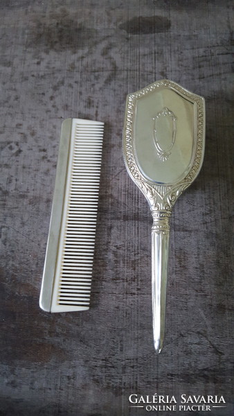 Beautiful silver-plated baby comb and hairbrush in a box
