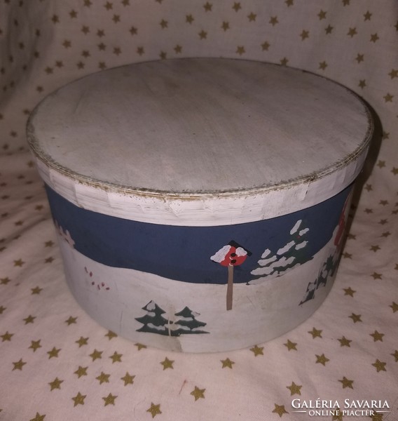 Retro hand painted Christmas pattern cardboard box