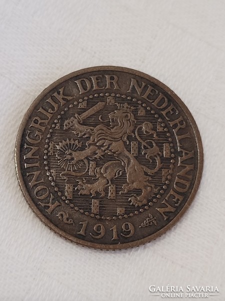 Hollandia, 2 1/2 cent, bronz érme, 1919