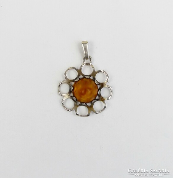 Fischland silver amber pendant