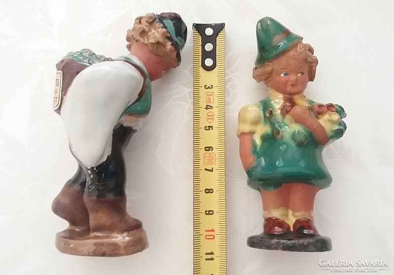 Régi vintage 2 db Szécsi Kerámia Budapest fiú lány figura