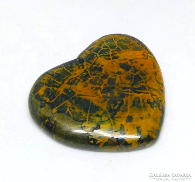 Orange-black dragon vein agate mineral heart pendant pearl bk9065