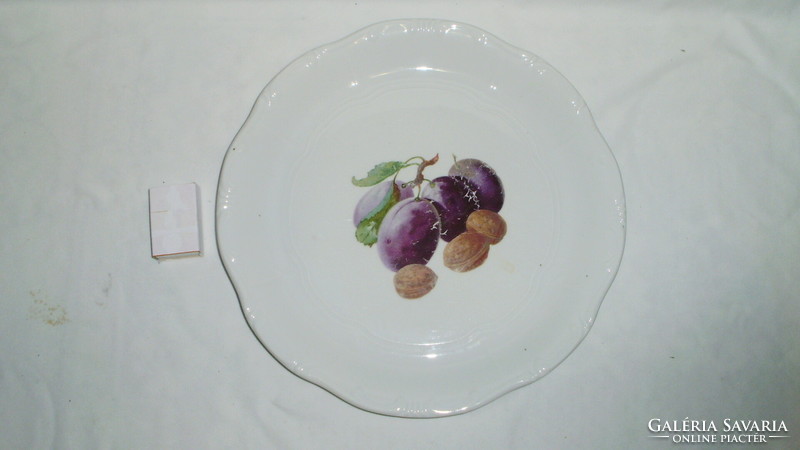 Régi Zsolnay nagy tányér - szilva, dió dekorral - 30 cm