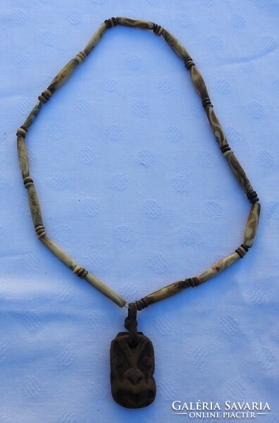 Vintage necklace with pendant - tribal head pendant