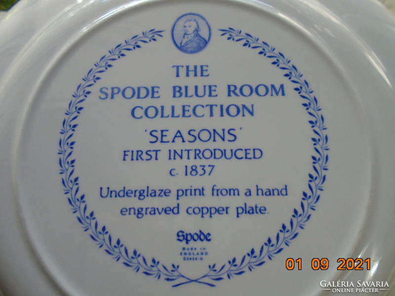 1837 SPODE "Seasons" Evszakok minta, nagy dísztál BLUE ROOM COLLECTION