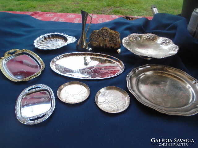 10 Pcs standing auction collection of trays, vase, napkin holder, wmf? We offer a caviar holder or a butter holder