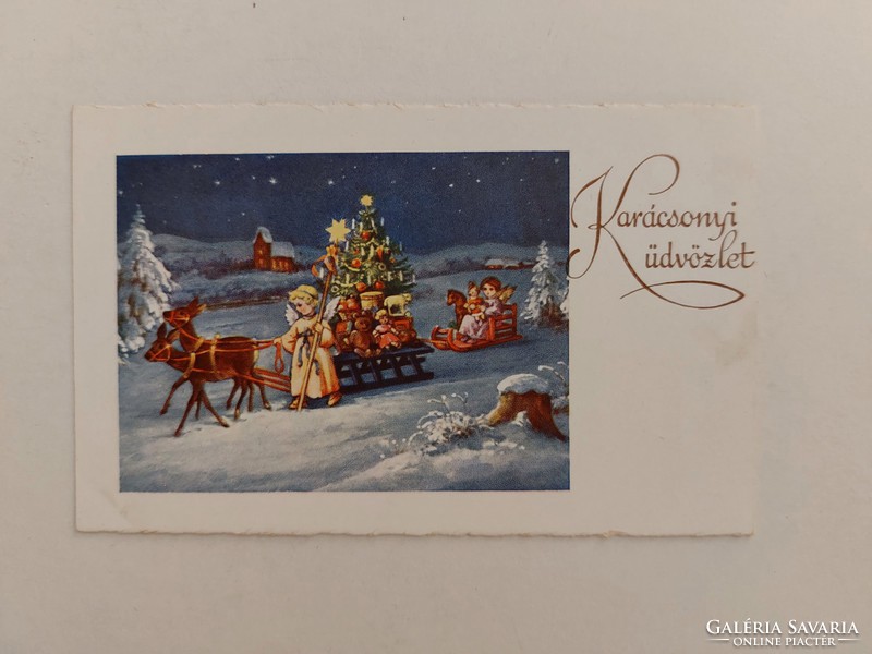 Régi mini képeslap 1941 karácsonyi angyalkás levelezőlap üdvözlőkártya