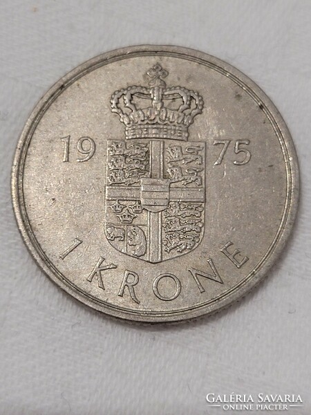 Denmark, 1 kroner, 1975.