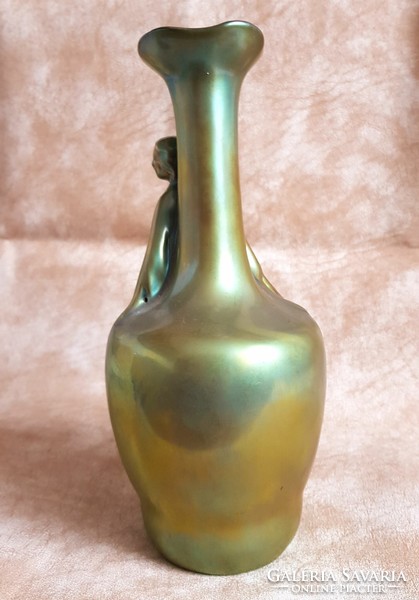 Zsolnay art nouveau eosin vase with shield seal!