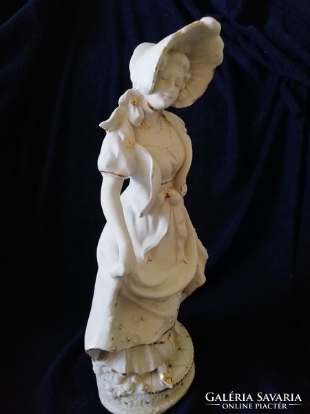 Bisquit porcelain girl statue, large size, flawless 37 cm