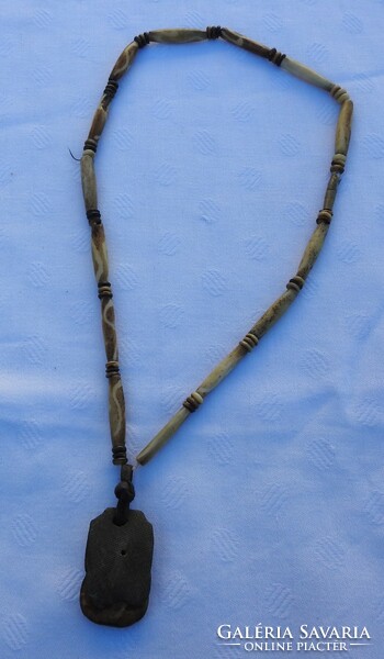 Vintage necklace with pendant - tribal head pendant