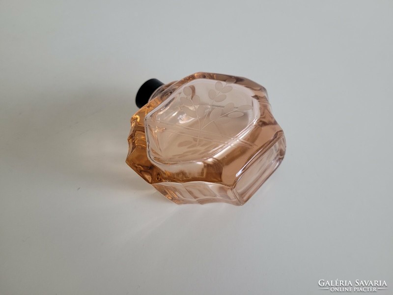 Régi parfümös üveg rózsaszín csiszolt mintás art deco kölnis