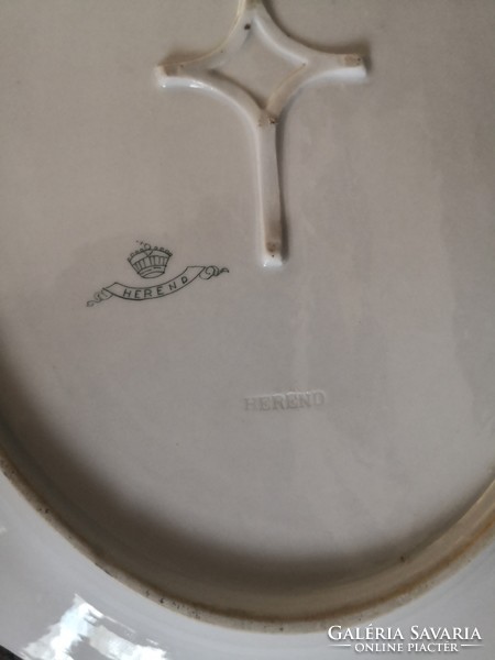 ANTIK Herendi Petites Roses mintás óriás tálaló tál, szalag-koronás jelzéssel
