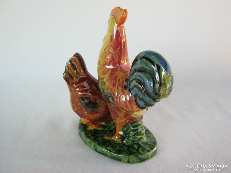 Retro ... Nógrád Hungarian applied art ceramic poultry couple rooster and hen