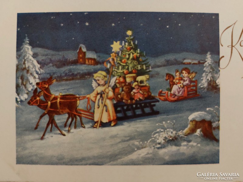 Régi mini képeslap 1941 karácsonyi angyalkás levelezőlap üdvözlőkártya