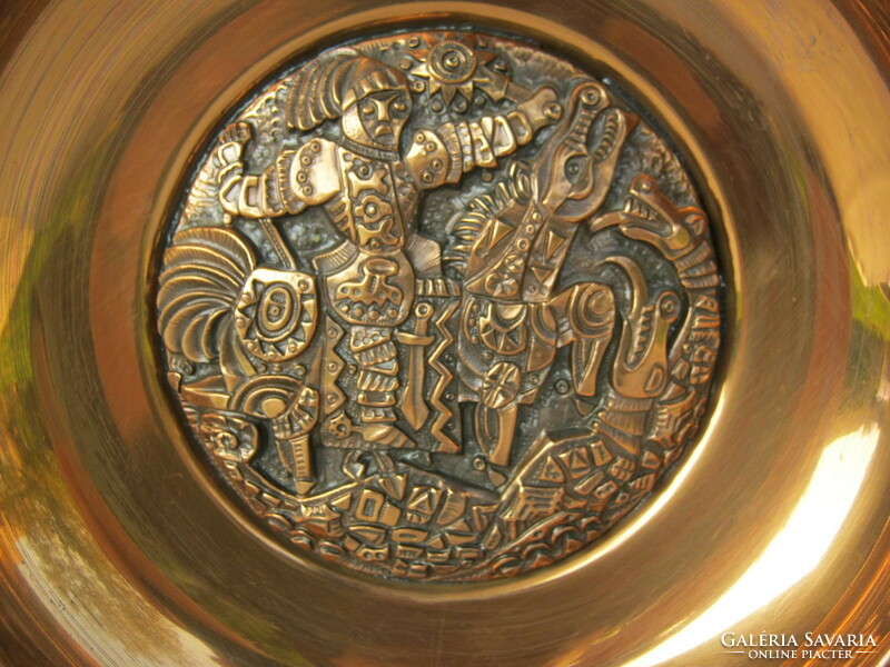 Retro ... Industrial copper wall bowl with dragon slaying sacred pearl