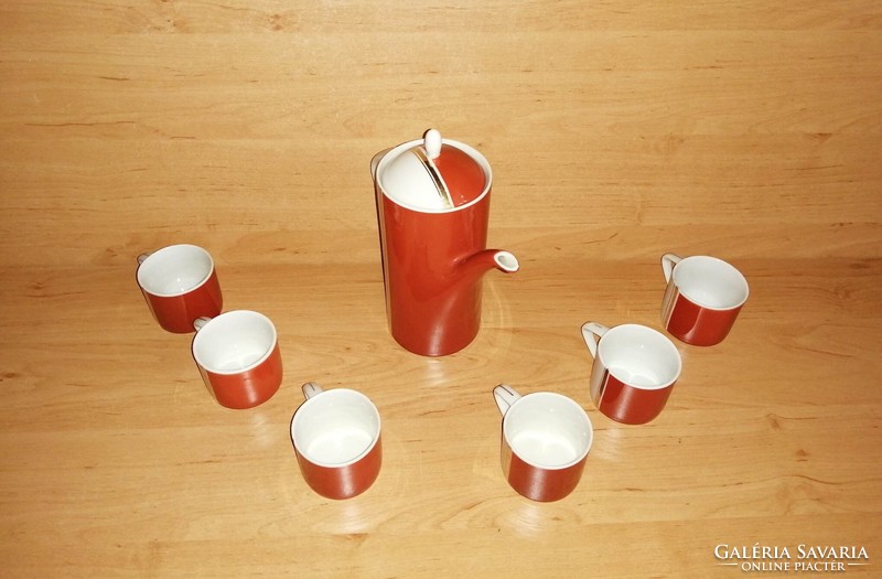 Hollóházi porcelán kávés készlet - 1 db kiöntő 6 db csésze (8p)