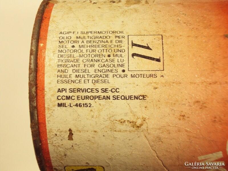 Retro Agip Super Motoroil olajos doboz - motor olaj flakon - 1 literes - 1970-1980-as évekből