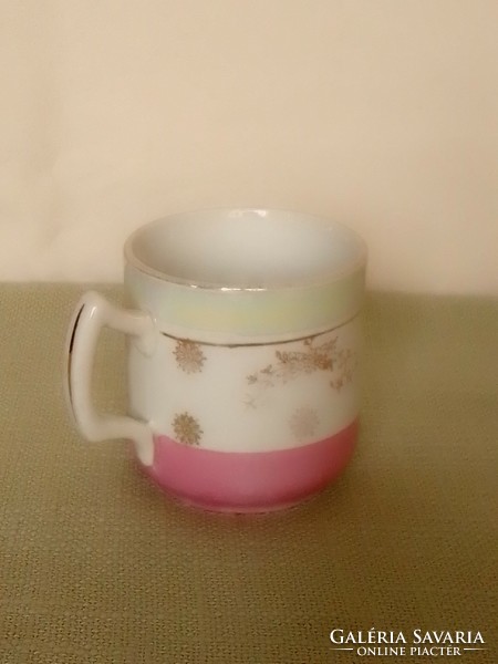 Old antique eosin-glazed tea coffee mug with elf ears porcelain mug cup