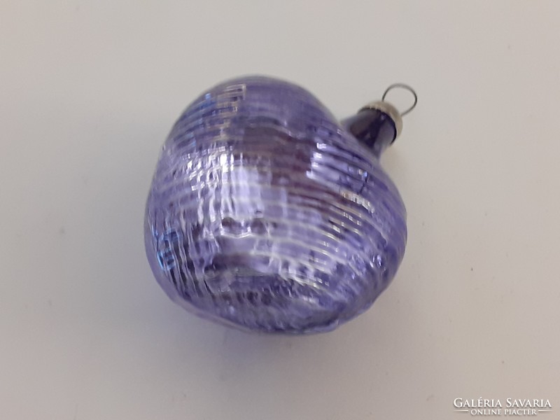 Old glass Christmas tree ornament purple heart with cross glass ornament