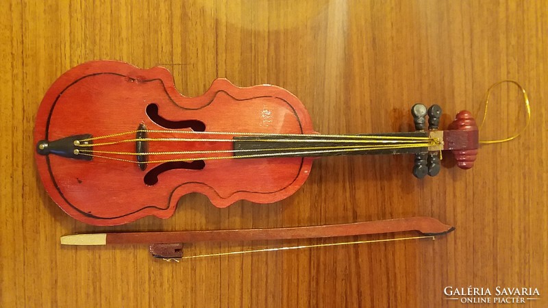 Karácsonyfadísz fa hegedű alakú dísz vintage hangszer 25 cm