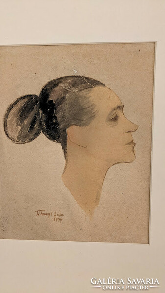 Lajos Tihanyi /1885-1938/ female portrait watercolor