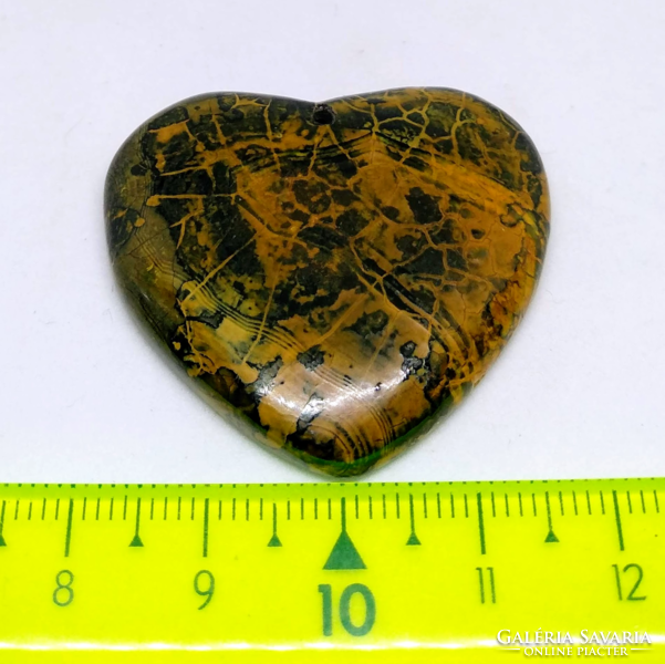 Narancs-fekete sárkányvéna achát ásvány szív medál gyöngy BK9065