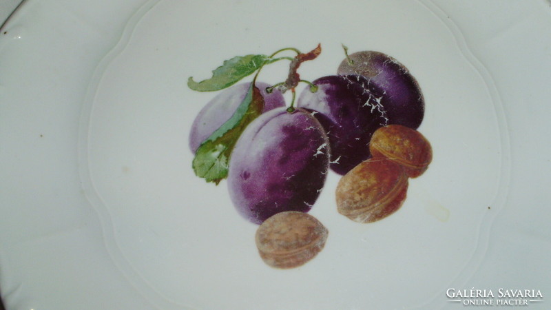 Old Zsolnay large plate - with plum and walnut decor - 30 cm