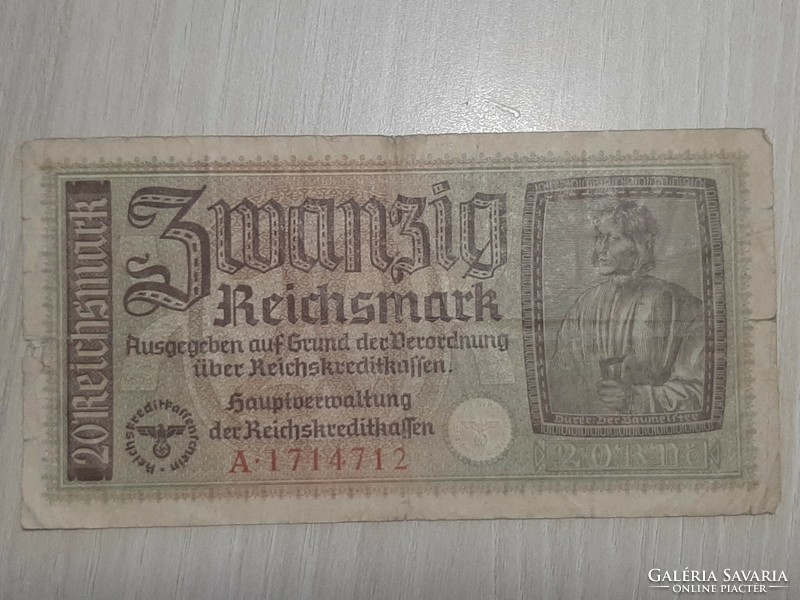 20 Reichsmark 1940  20 márka Németország  Ritka!