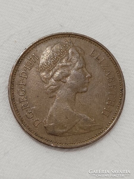 Anglia, II. Erzsébet királynő, 2 New pence, 1971.