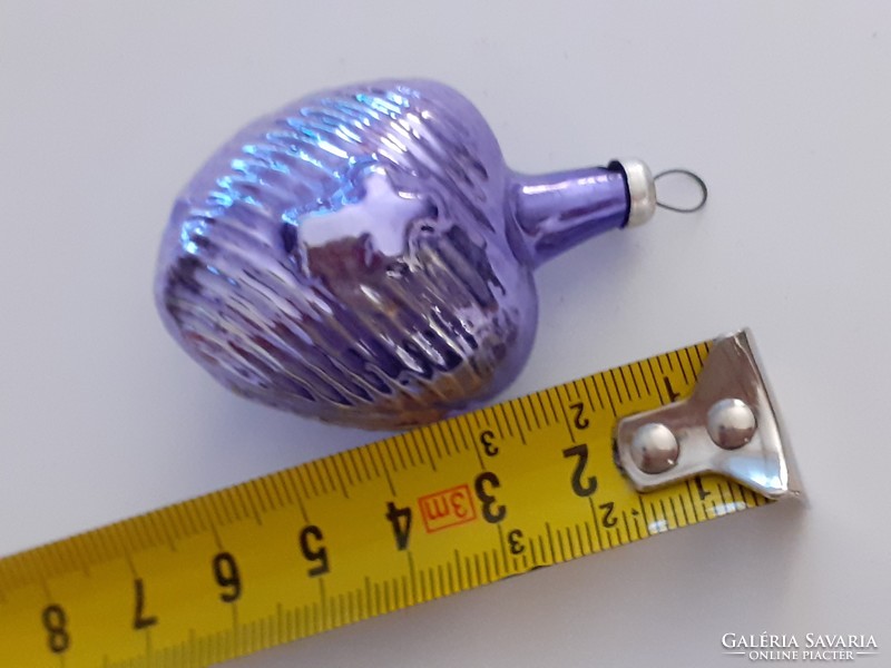 Old glass Christmas tree ornament purple heart with cross glass ornament