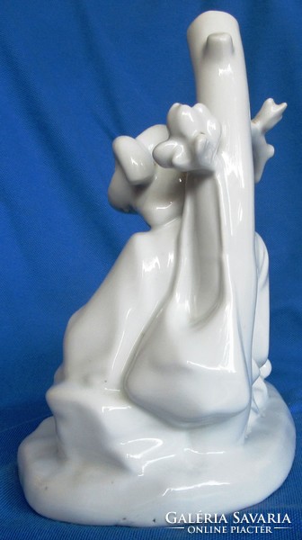 Zsolnay flutisting shepherd, porcelain statue, marked, 19 cm high, base 12 x 12.5 cm.