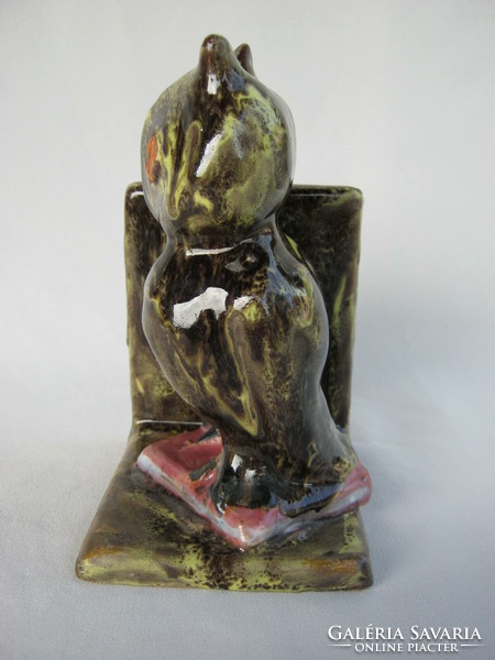 Retro ... Szécs industrial art marked ceramic owl bookend