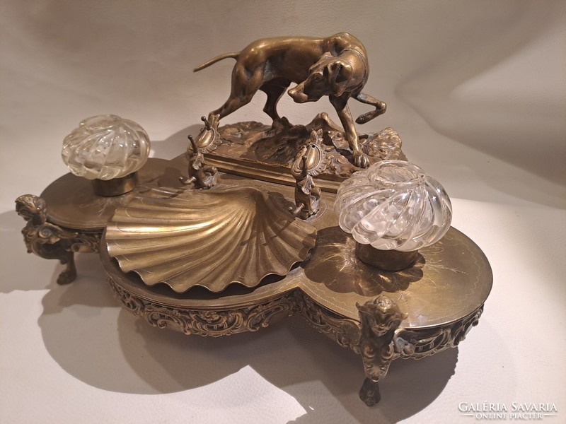 Antique inkstand with hunting dog xix. No.