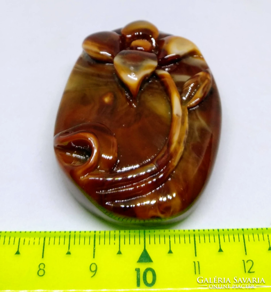 Imitation red amber (epoxy resin) flower pendant pearl