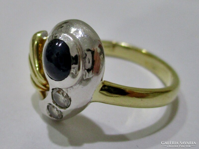 Beautiful antique 0.1ct diamond and 0.3ct real sapphire gold ring