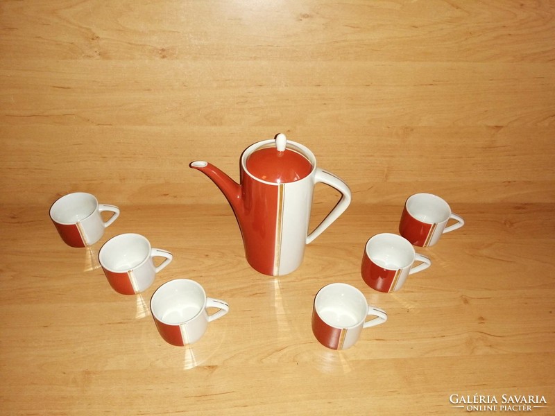 Hollóházi porcelán kávés készlet - 1 db kiöntő 6 db csésze (8p)