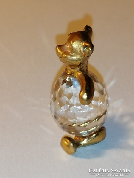 Very rare gilded metal and polished swarovski crystal bear 38.