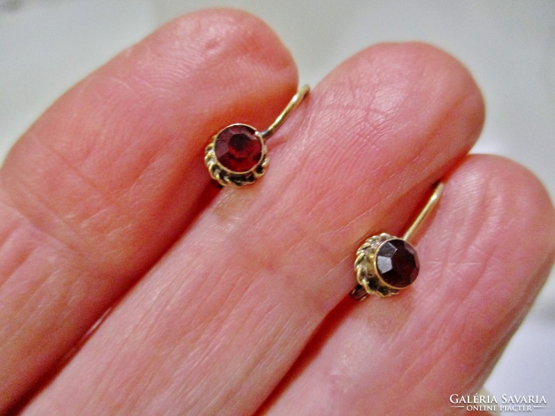 Beautiful antique girl's gold earrings with garnet stones