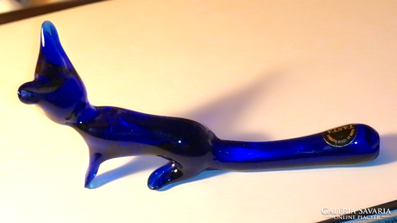 Large blue glass art deco fox figure