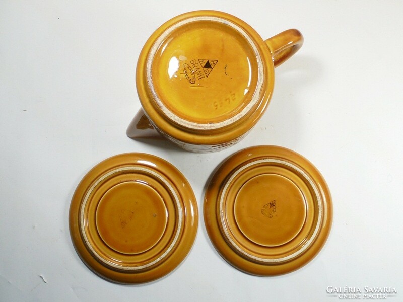 Part of a retro tea set - granite kispest cs.K.Gy. - Pourer and two small plates from the 1970s