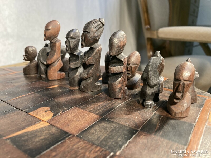 Antik afrikai sakk készlet