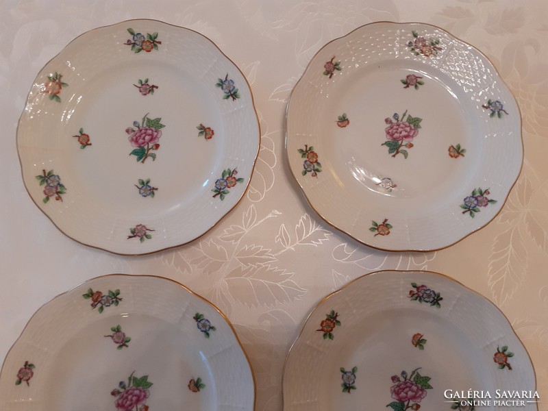 Old Herend porcelain eton patterned small plate with dessert cake 4 pcs